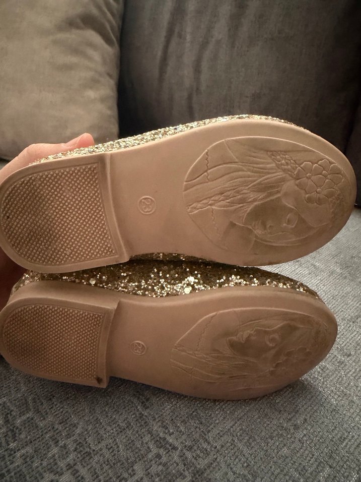 Kız Çocuk Parlak Altın Simli Babet - Görsel 4