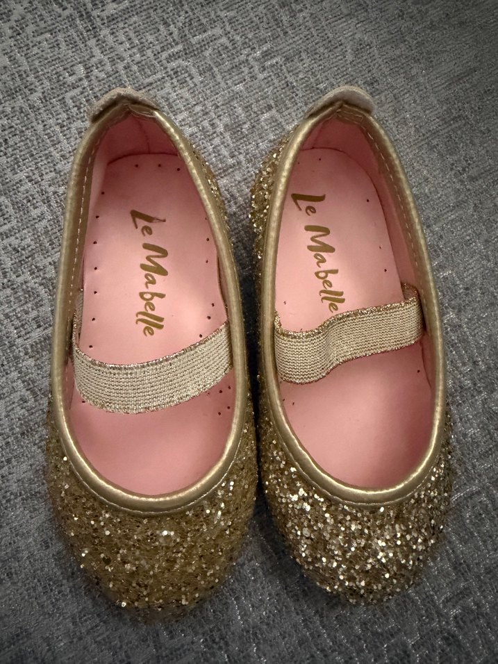 Kız Çocuk Parlak Altın Simli Babet - Görsel 2