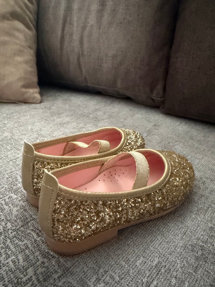 Kız Çocuk Parlak Altın Simli Babet - Görsel 3