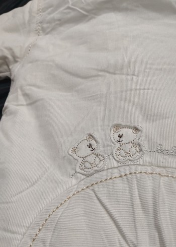 Beyaz Bebek Kız Tulum Nakışlı ve Kürklü - Görsel 5