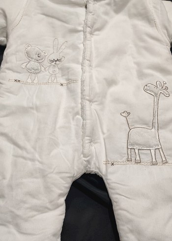 Beyaz Bebek Kız Tulum Nakışlı ve Kürklü - Görsel 2