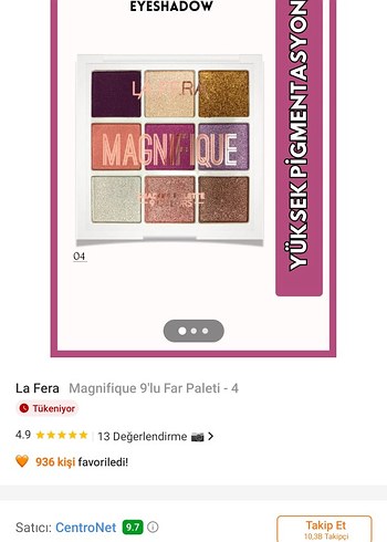 LA FERA 9 Renk Işıltılı Far Paleti - Görsel 5