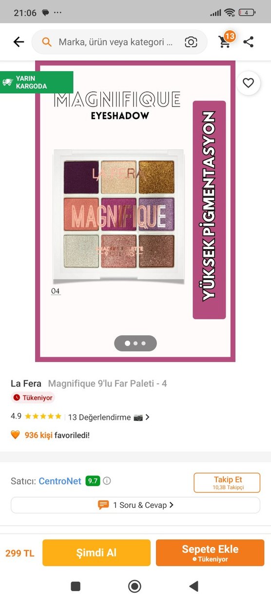 LA FERA 9 Renk Işıltılı Far Paleti - Görsel 5