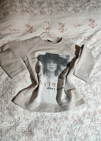 Baskılı Gri Bej Kız Sweatshirt - Görsel 3