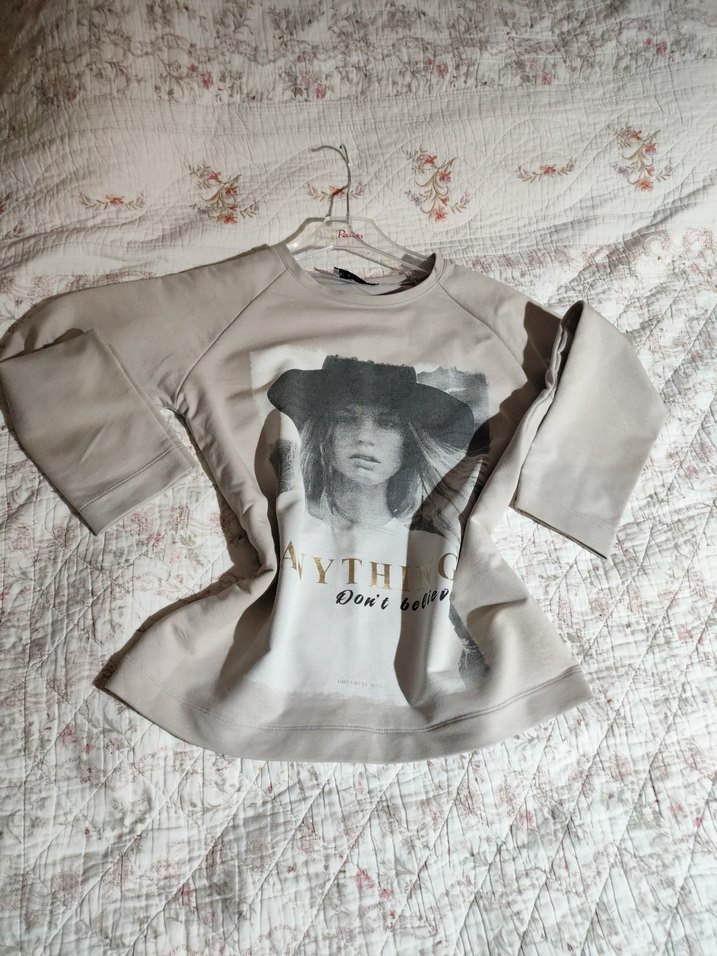 Baskılı Gri Bej Kız Sweatshirt - Görsel 3