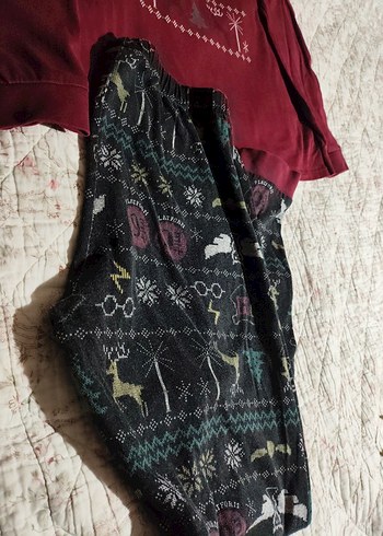 Bordo Uzun Kollu Rahat Kız Çocuk Pijama Takımı - Görsel 3