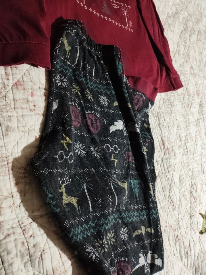 Bordo Uzun Kollu Rahat Kız Çocuk Pijama Takımı - Görsel 3