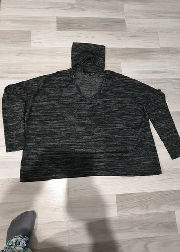 Gri V Yaka Kadın Triko Kazak - Görsel 5