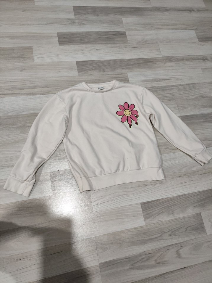 Renkli Baskılı Kadın Beyaz Sweatshirt - Görsel 2