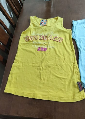 Sarı Baskılı Straplez Kolsuz Tişört - Görsel 2