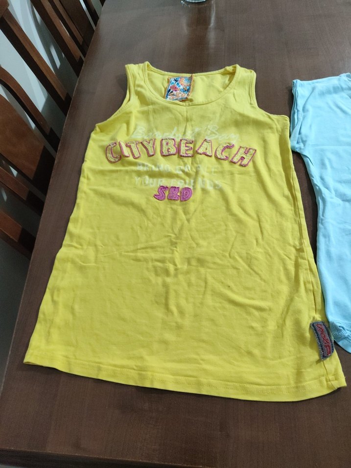 Sarı Baskılı Straplez Kolsuz Tişört - Görsel 2