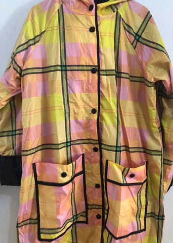 Pastel Renkli Uzun Bağcıklı Streetwear Yağmurluk - Görsel 2