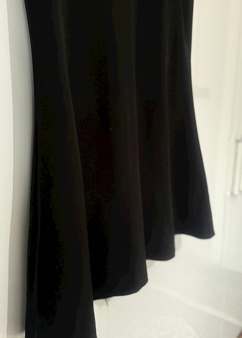 Kemerli Siyah Midi Keten Kadın etek - Görsel 4