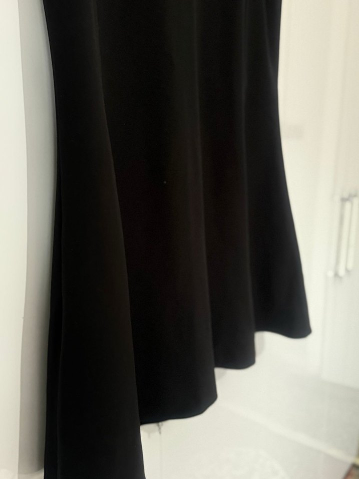 Kemerli Siyah Midi Keten Kadın etek - Görsel 4