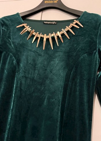 Zincir Detaylı Uzun Kadın Abiye Elbise - Görsel 6