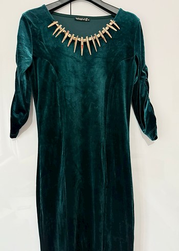 Zincir Detaylı Uzun Kadın Abiye Elbise - Görsel 2