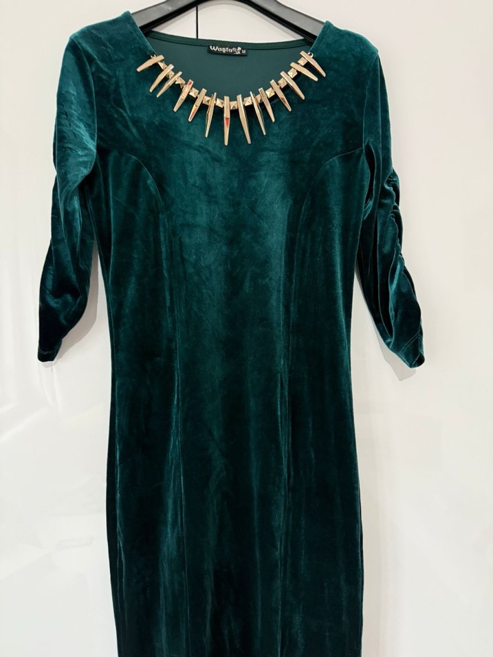 Zincir Detaylı Uzun Kadın Abiye Elbise - Görsel 2