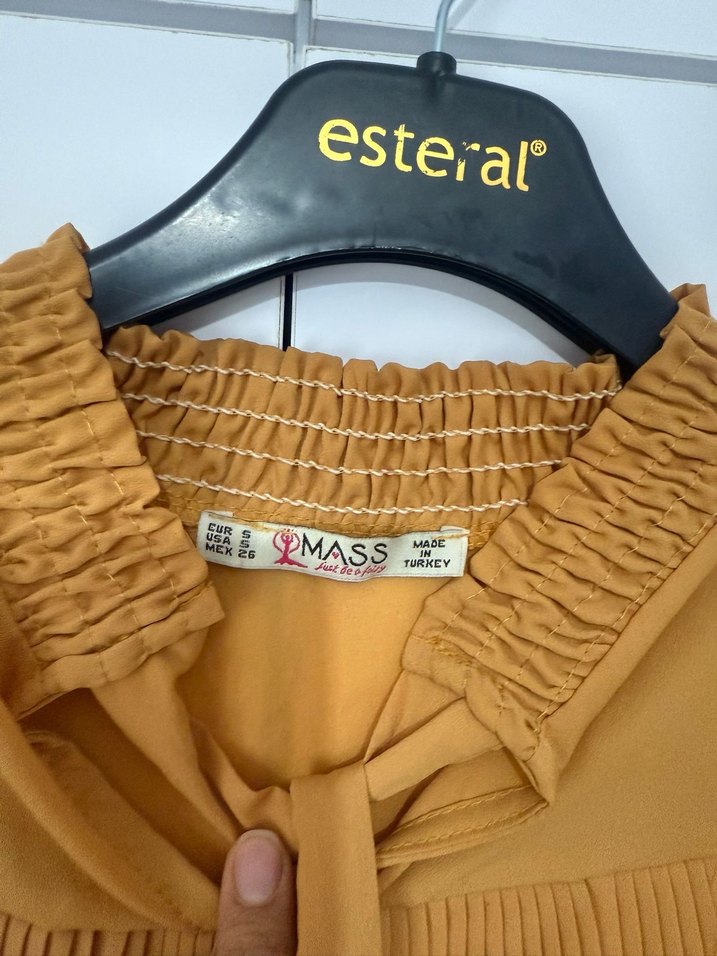 Bej Pilili Uzun Kollu Kadın Gömlek - Görsel 3