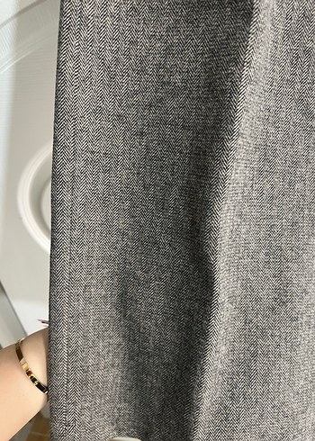 Gri Midi Kumaş Kadın Pantolon - Görsel 3