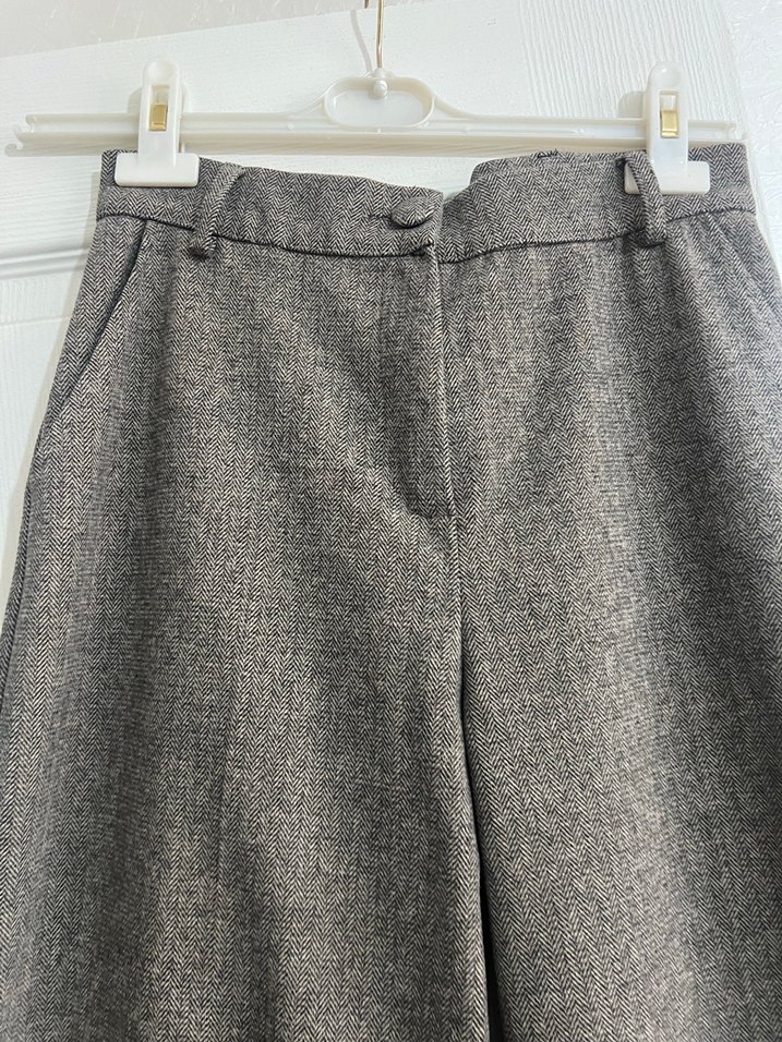 Gri Midi Kumaş Kadın Pantolon - Görsel 4