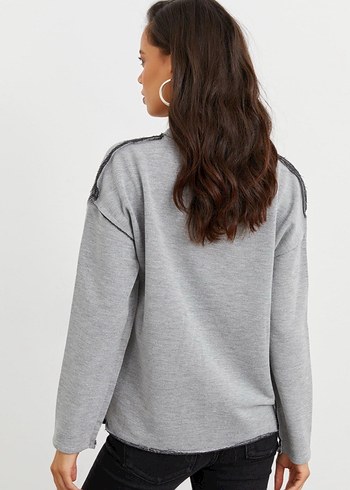 Gri Kadın Salaş Sweatshirt - Görsel 2