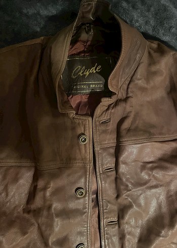 Düğmeli Kahverengi Deri Erkek Ceket - Görsel 2