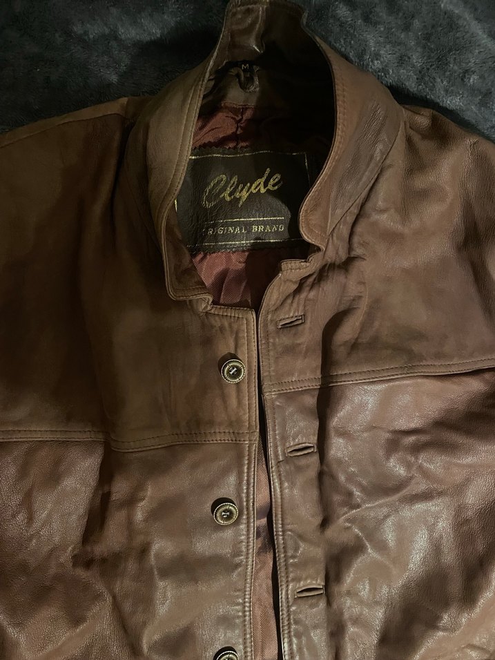 Düğmeli Kahverengi Deri Erkek Ceket - Görsel 2