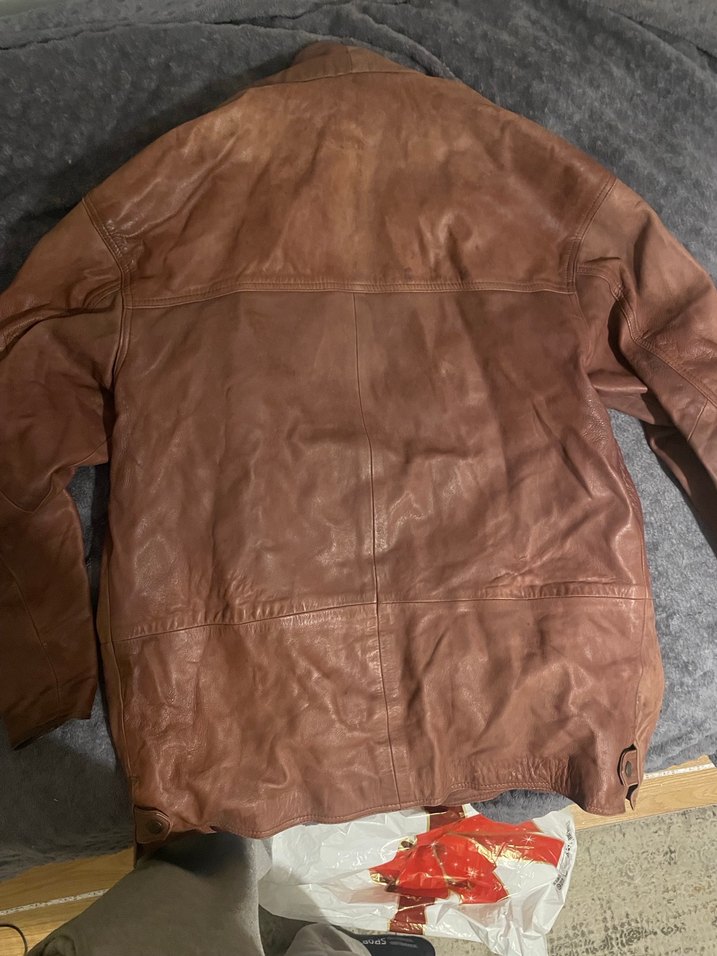 Düğmeli Kahverengi Deri Erkek Ceket - Görsel 3