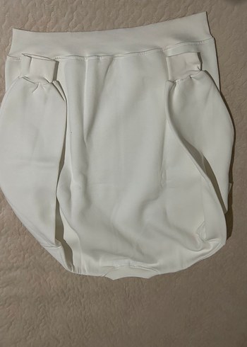 Unisex Beyaz Kısa Kollu Pamuklu Sweatshirt - Görsel 2