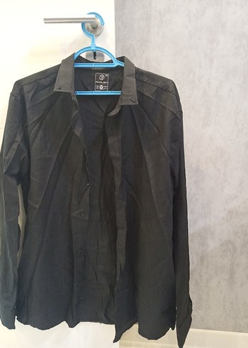 Siyah Siyah Uzun Kollu Erkek Gömlek büyük beden - Görsel 3