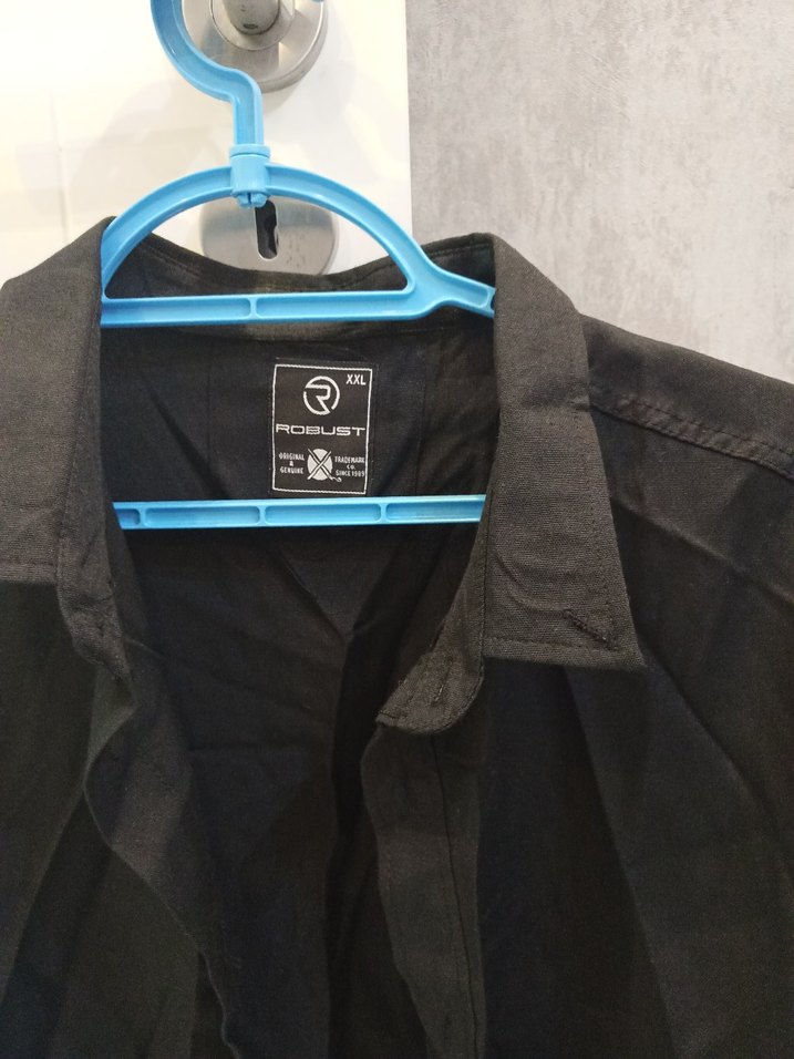 Siyah Siyah Uzun Kollu Erkek Gömlek büyük beden - Görsel 2