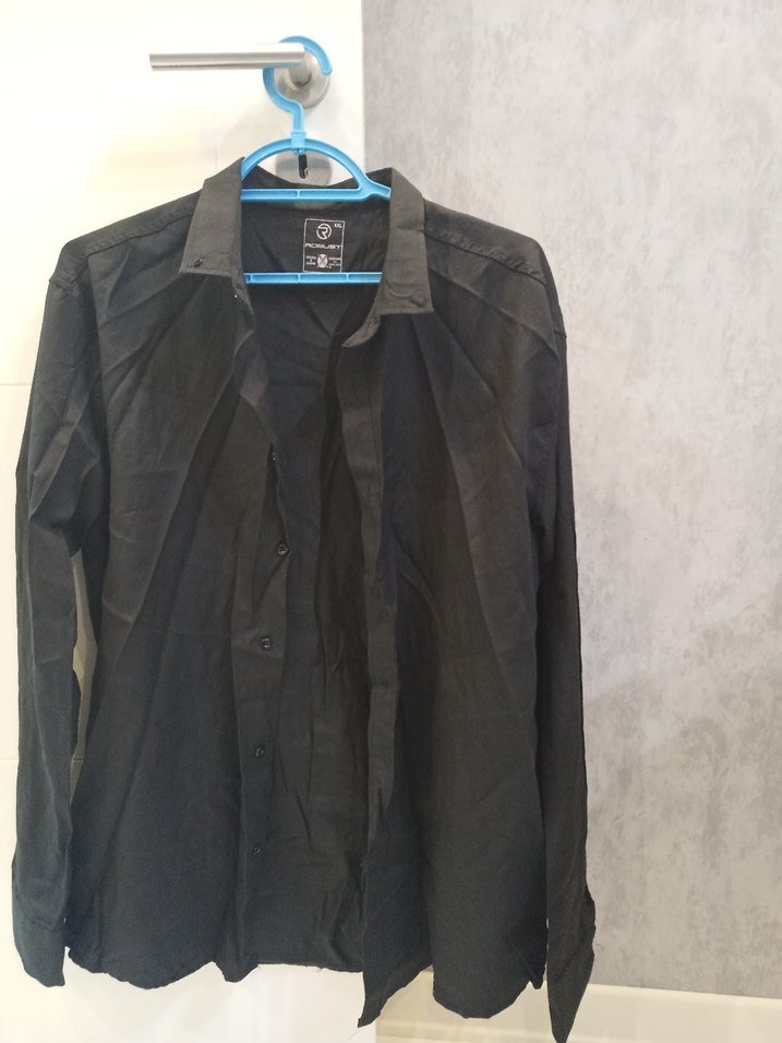 Siyah Siyah Uzun Kollu Erkek Gömlek büyük beden - Görsel 3
