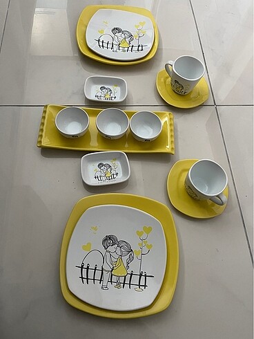 Keramika sarı kahvaltı takımı