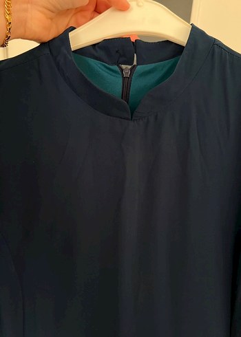 Mavi V Yaka Kadın Hamile Tulum - Görsel 2