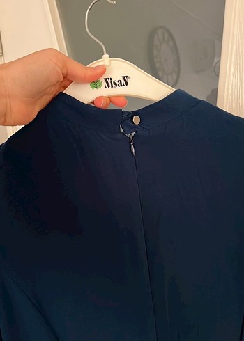 Mavi V Yaka Kadın Hamile Tulum - Görsel 3