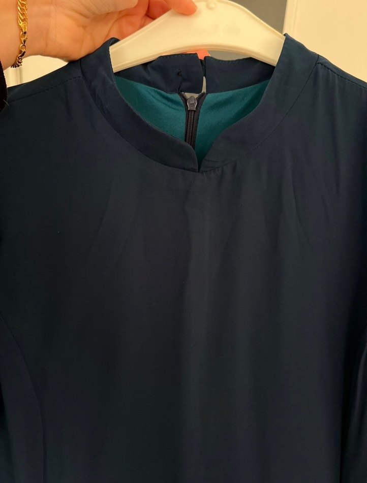 Mavi V Yaka Kadın Hamile Tulum - Görsel 2