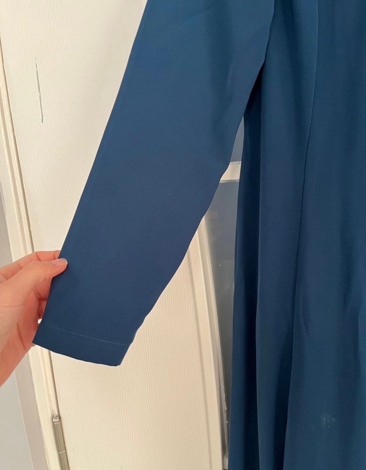 Mavi V Yaka Kadın Hamile Tulum - Görsel 4