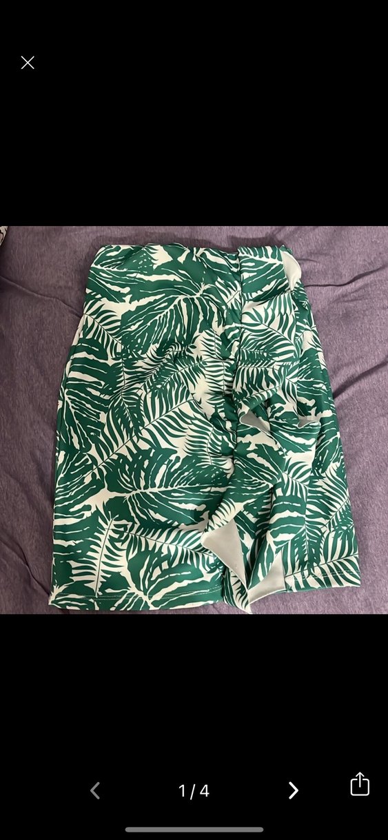 Yeşil Batik Desenli Yüksek Bel Mini Şort - Görsel 2