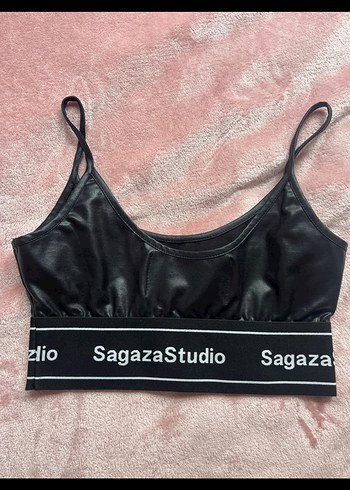 Kadın Lacivert askılı Crop Top - Görsel 3