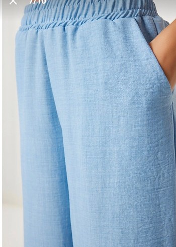 Mavi Keten Kadın Kolsuz Ceketli Takım - Görsel 6