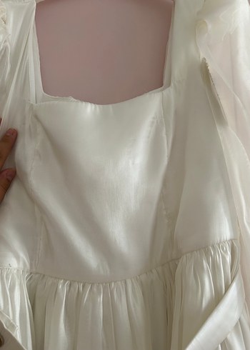 Ekol marka Prenses Kollu Beyaz Mini elbise - Görsel 6