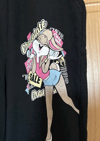 Siyah Baskılı Rahat Kesim Kadın Eşofman - Görsel 3