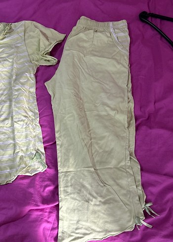 Yeşil Mini Kısa Kollu Kadın Pijama Takımı - Görsel 6