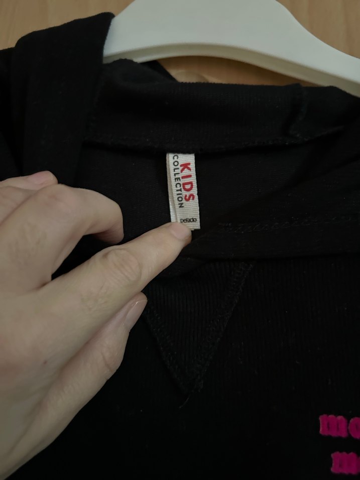 V Yaka Siyah Baskılı Kız çocuk Sweat elbise - Görsel 2