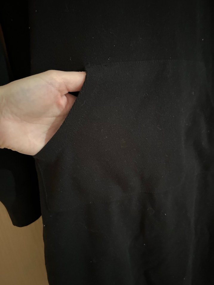 V Yaka Siyah Baskılı Kız çocuk Sweat elbise - Görsel 4