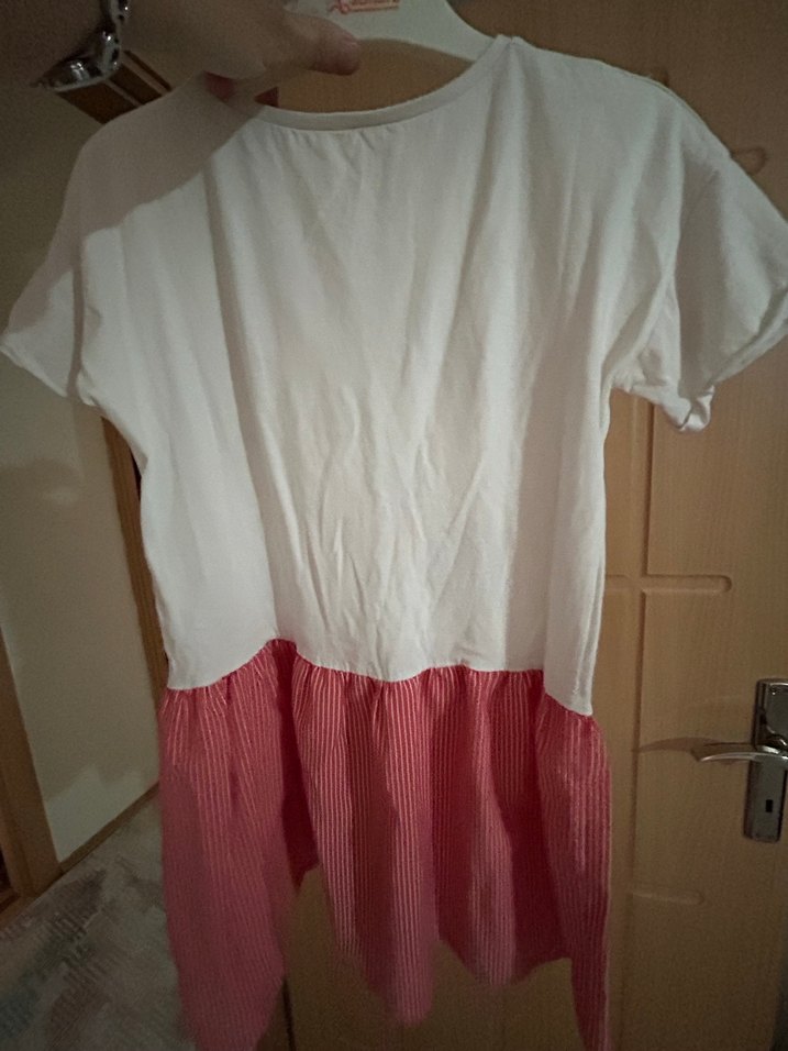 Nakışlı Pamuklu Kısa Kollu Kız Elbisesi - Görsel 4