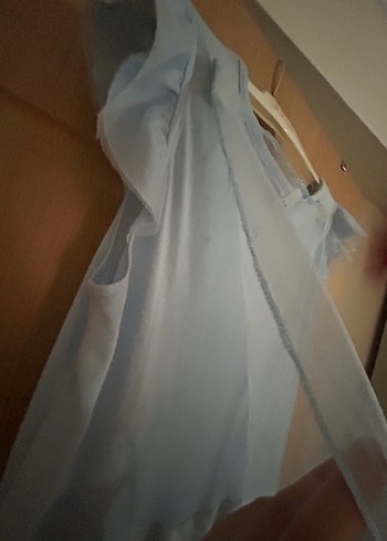 Kız Çocuk Mavi Pamuklu Elsalı Elbise - Görsel 7