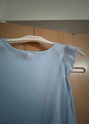 Kız Çocuk Mavi Pamuklu Elsalı Elbise - Görsel 6