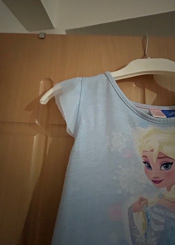 Kız Çocuk Mavi Pamuklu Elsalı Elbise - Görsel 4