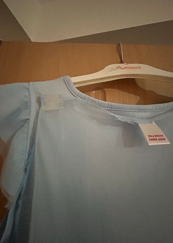 Kız Çocuk Mavi Pamuklu Elsalı Elbise - Görsel 8